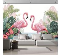 ZISTRCBAO Papier Peint Panoramique Flamant Rose, Style Tropical Revêtement Mural Décoration Pour Salon Chambre à Coucher Décoration D'appartement Et De Chambre 350x256cm