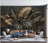 ZISTRCBAO Papier Peint Panoramique Monstera Deliciosa Paradis Des Oiseaux Plantes De Luxe, 400x280cm Soie Décoration Murale Pour Salon Chambre Restaurant Poster Papier Peint