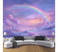 ZISTRCBAO Papier Peint Panoramique Nuages Arc-En-Ciel 150x105cm, Magnifique Et Rêveur Papier Peint Soie Mural, Violet Poster Mural Impression 3D Pour Salon Chambre Décoration Murale