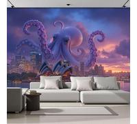ZISTRCBAO Papier Peint Panoramique Octopus Opéra De Sydney Soie, 300x210cm Poster Geant Mural Art Fantastique Pour Salon Chambre Restaurant Décoration Murale