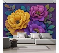 ZISTRCBAO Papier Peint Panoramique Pivoine Multicolore Soie, Papier Peint Bas-Relief D'Art Moderne Géant 3D Pour Salon Chambre Salle à Manger Maison Décoration Murale, 350x256cm