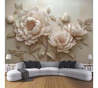 ZISTRCBAO Papier Peint Panoramique Pivoines En Fleurs, Papier Peint De Photo Fleurs En Relief 3D Pour Salon Chambre Enfant Chambre Décoration 350x256cm