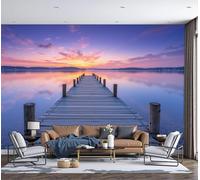 ZISTRCBAO Papier Peint Panoramique Promenade Au Bord Du Lac Au Coucher Du Soleil, Papier Peint De Photo Paysage Romantique Et Guérisseur Pour Salon Chambre Enfant Chambre Décoration 300x210cm