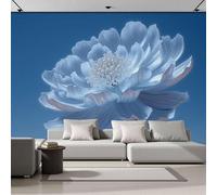 ZISTRCBAO Papier Peint Panoramique Soie Motif Pivoines Bleues 3D, Murales Panoramique Surréalisme, Décoration Murale Pour Salon Chambre Restaurant Décoration 300x210cm