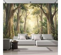ZISTRCBAO Papier Peint Panoramique Soleil Forêt Chemin, Papiers Peints Décors De Dessin Animé Rétro 300x210cm, Poster Geant Mural Impression Pour Salon Chambre - Moderne Décoration Murale, Verdure