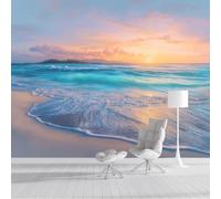 ZISTRCBAO Papier Peint Panoramique Sunset Beach, Papier Peint De Photo Paysage De Plage De Rêve Pour Salon Chambre Enfant Chambre Décoration 400x280cm