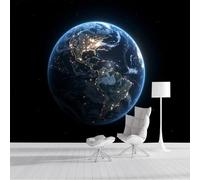 ZISTRCBAO Papier Peint Panoramique Terre Spatiale, Murales Panoramique Thème Cosmique Noir Papier Peint Soie Pour Chambre d'enfant Décoration 400x280cm