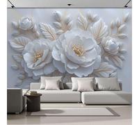 ZISTRCBAO Papier Peint Pivoines En Relief 300x210cm, Fleurs Classiques Et Élégantes Grandes Murales Poster, Soie Papier Peint Pour Salon Chambre Bureau Couloir Décor Mural