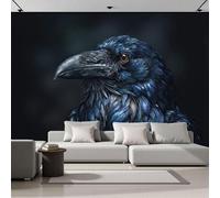 ZISTRCBAO Papier Peint Portrait Du Corbeau Noir 350x256cm, Style Gothique Sombre Grandes Murales Poster, Soie Papier Peint Pour Salon Chambre Bureau Couloir Décor Mural