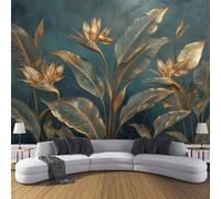 ZISTRCBAO Papier Peint Soie Motif Oiseau De Paradis Doré, Papier Peint Panoramique Or, Décoration Murale Sculpture Murale En Laiton 3D Pour Salon Chambre Appartement 150x105cm