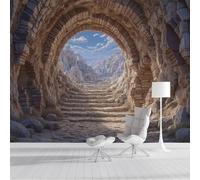 ZISTRCBAO Papier Peint Soie Motif Tunnel De Briques, Papier Peint Panoramique Brun, Décoration Murale Architecture Rétro Pour Salon Chambre Appartement 250x175cm