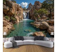 ZISTRCBAO Papier Peint Soie Panoramique Cascade De Rocher Géante, Paysage Naturel Poster Geant Mural Pour Salle Des Enfants Chambre Couloir Peinture Décoration Murale 400x280cm