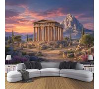 ZISTRCBAO Papier Peint Soie Ruines D'Un Temple Grec Antique 250x175cm, Papier Peint Panoramique Paysage Historique, Multicolore Décoration Murale Pour Salon Chambre Décor Fond TV