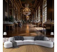 ZISTRCBAO Papier Peint Soie Salle Du Château De Versailles 400x280cm, Papier Peint Panoramique Luxe Vintage, Brun Foncé Décoration Murale Pour Salon Chambre Décor Fond TV