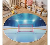 ZISTRCBAO Patinoire Rond Tapis De Décoration, Thème Sportif Tapis Rond Lavable en Machine Anti-Dérapant Intérieur Ultra Doux Chambre D'ado pour Garçon (80cm, Bleu)