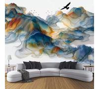 ZISTRCBAO Peinture De Paysage À L'Encre Papier Peint Panoramique 350x256cm, Papier Peint Soie 3D Style Chinois Rétro, Mural Poster Tableaux Muraux Pour Salon Chambre Décoration Murale, Multicolore