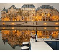 ZISTRCBAO Reflets Seine Paris Murales Panoramique 300x210cm, Représentation Réaliste De L'Architecture Européenne Mural Fond D'écran, Beige Mur De Fond TV Chambre Enfant Adulte Papier Peint Poster