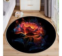 ZISTRCBAO Rose Rouge Tapis Rond Salon 120cm, Art Fantastique Antidérapant Poils Courts Tapis De Sol Ronds Décoration, pour Salon Chambre Cuisine Balcon Terrasse, Rouge