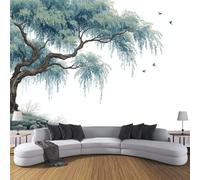 ZISTRCBAO Saule Pleureur Murales Panoramique 300x210cm, Style Artistique Chinois Mural Fond D'écran, Vert Mur De Fond TV Chambre Enfant Adulte Papier Peint Poster