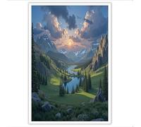 ZISTRCBAO Tableaux Sur Toile Montagnes Lacs, Tableau Decoration Murale Image Impression Sur Toile Paysages Naturels Paisibles Pour Salon Chambre Cuisine 50×70 cm
