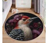 ZISTRCBAO Tapis Rond Crête De Chardon Pic pour Chambre à Coucher, Peinture À l'huile Vintage Animal Tapis Rond Antidérapant Poils Ras Et Doux pour Chambre à Coucher Cuisine Salon Maison (80cm, Rouge)