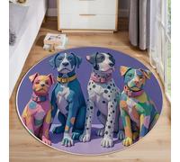 ZISTRCBAO Tapis Rond Dalmatien Géométrique pour Salon Et Chambre à Coucher Animal Abstrait Tapis Lavable Doux Tapeto pour Balcon Terrasse Salle à Manger Intérieur & Extérieur (80cm, Violet)