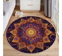 ZISTRCBAO Tapis Rond Kaléidoscope Psychédélique Mandala, Art Abstrait Tapis Rond De Foyer D'entrée Lavable Antidérapant pour Salon Chambre Cuisine Balcon Bureau (160cm, Orange)