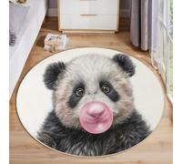 ZISTRCBAO Tapis Rond Panda Qui Fait des Bulles, Portrait Animalier À L'Aquarelle Tapis Rond De Foyer D'entrée Lavable Antidérapant pour Salon Chambre Cuisine Balcon Bureau (60cm, Gris)