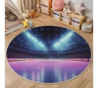 ZISTRCBAO Tapis Rond Patinoire pour Salon Et Chambre à Coucher Thème Sportif Tapis Lavable Doux Tapeto pour Entrée De La Salle De Jeux De La Chambre d'enfant (100cm, Violet)