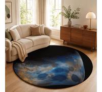 ZISTRCBAO Tapis Rond Réalisme Astronomique Lunaire 80cm | Espace De Science-Fiction en 3D Rond Tapis Doux Résistant, Lavable Antidérapant pour Chambre à Coucher Salle à Manger