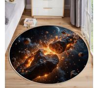 ZISTRCBAO Tapis Rond Salon Fragments De Planète, Rond Tapis Poils Courts Univers De Rêve, Décoration Antidérapant pour Chambre Cuisine Balcon Terrasse Salle à Manger (180cm, Orange)