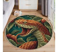ZISTRCBAO Tapis Rond Serpent Tirant La Langue, 100cm Poil Court Bleu Tapis, Lavable Antidérapant Moquette De Sol Décoratif Réalisme Animal pour Salon Chambre