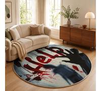 ZISTRCBAO Tapis Salon Rond 180cm Taches De Sang Aide Main Lavable | Antidérapant Poil Ras Tapis Rond Réalisme d'horreur pour Chambre Salle a Manger Salon Décoration D'intérieur