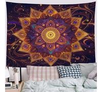 ZISTRCBAO Tapisserie Kaléidoscope Psychédélique Mandala Tapis De Pique-Nique Extérieur Art Abstrait Décoration Murale Pour Chambre à Coucher, Salon, Dortoir 150x100cm, Orange