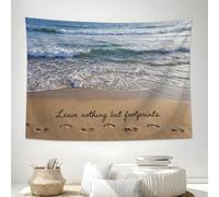 ZISTRCBAO Tapisserie Murale Décorative Chambre - Empreintes De Plage Vagues De L'Océan Plage De Guérison - 230x180cm - Tapestry Aesthetic Wall - Tapisserie Murale à Suspendre Pour Décoration De Salon