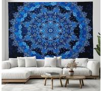 ZISTRCBAO Tapisserie Murale Kaléidoscope Bleu, Tenture Murale Mandala Vintage Couverture Murales Tapisseries Decoration Murales Pour Maison Salon Chambre Dortoir, 100x75cm