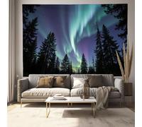 ZISTRCBAO Tapisserie Murale Vue Nocturne De Rêve 3D Murale Couverture | Aurore Boréale Forêt De Conifères Tapisseries Decoration Interieure Murales, Tapisserie Appartement, Accent Mural, 230x180cm