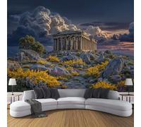 ZISTRCBAO Temples De La Grèce Antique Murales Panoramique 350x256cm, Architecture Rétro Mural Fond D'écran, Multicolore Mur De Fond TV Chambre Enfant Adulte Papier Peint Poster
