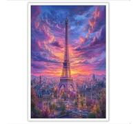 ZISTRCBAO Toile Murale 30×40 cm - Impressions Sur Toile De Tour Eiffel Coucher De Soleil, Paysage Urbain - Affiche D'œuvre D'art Pour Décoration D'intérieur Salon, Chambre à Coucher, Bureau