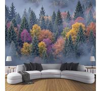 ZISTRCBAO Une Forêt Brumeuse Murales Panoramique 350x256cm, Vue Aérienne Mural Fond D'écran, Multicolore Mur De Fond TV Chambre Enfant Adulte Papier Peint Poster