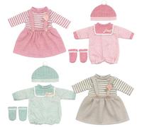 Zita Element Lot de 4 vêtements de poupée pour poupées de 35 à 45 cm, vêtements de poupée mignonnes pour poupée de 35 à 43 cm, avec grenouillères, chaussettes, chapeaux, fausses robes deux pièces à