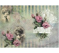 Zita`s Creative Papier de Riz A3 - Vintage Portrait 2. Papier de Paille Motif Paille en Papier de Soie