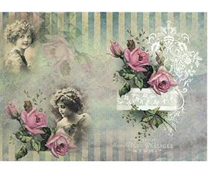 Zita`s Creative Papier de Riz A3 - Vintage Portrait 2. Papier de Paille Motif Paille en Papier de Soie