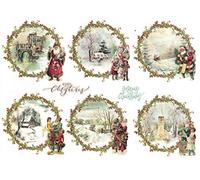 Zita`s Creative Papier de Riz A4 Motif Noël Vintage Papier à Motifs en Paille de Papier Decoupage