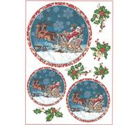 Zita`s Creative Papier de riz A4 - Père Noël Claus on The Way - Papier de soie de paille, papier de découpage