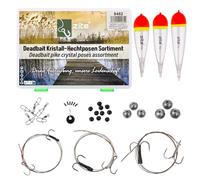 Zite Fishing Deadbait Lot de flotteurs de pêche en cristal | Flotteurs de pêche 10 à 25 g | Montage double triple prêt à l'emploi sur bas de ligne en acier | Perles de plomb à billes incluses |