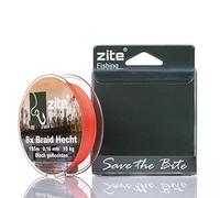 Zite Fishing Lot de 8 fils de pêche tressés, 8 brins, pour perche, sandre, brochet, pêche, rond, 155 m, orange (brochet)