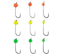 Zite Fishing Lot de 9 crochets en tungstène fluo 0,3 g 1,2 g pour appâts en caoutchouc ultra légers