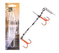 Zite Fishing Shallow Rig Système de brochet à visser Taille S 9 cm | Montage prêt à l'emploi Système triple actif UV pour pêche aux poissons carnassiers | Système de poisson en caoutchouc à eau plate