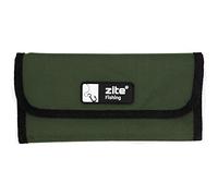 Zite Sac de pêche pour bas de ligne de pêche - Hameçons de pêche - Sac de bas de ligne - Sac à crochet & sac de rangement - 24,5 x 12 cm avec 20 sacs refermables, Vert